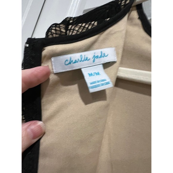 Charlie Jade Romper Black Lace Overlay Short Sleeve Party Medium - Picture 5 of 5